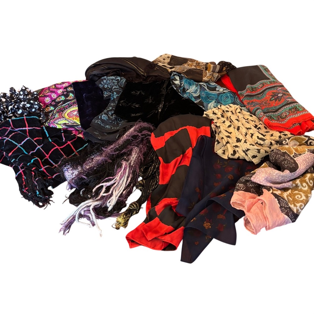 Lot of 16 Scarves Whimsigoth Gothic Dark Romantic Retro Wholesale Resell Craft